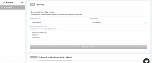 Email phone & social media extractor from a list of websites