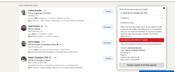 Extract B2B emails from B2B social media and build targeted lists