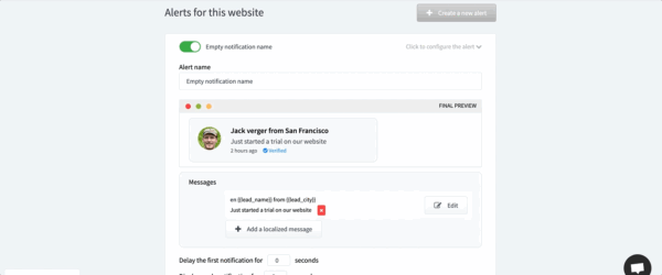 Social proof notification widget to increase credibility on your website